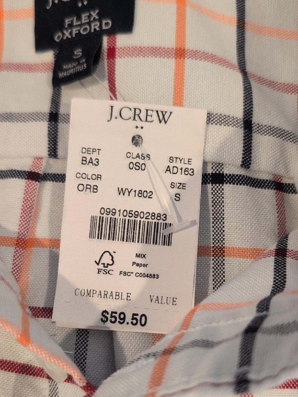 J. Crew Men's Small Slim Fit Flex Oxford Long Sleeve Button Down NWT Style#AD163 - Picture 6 of 16